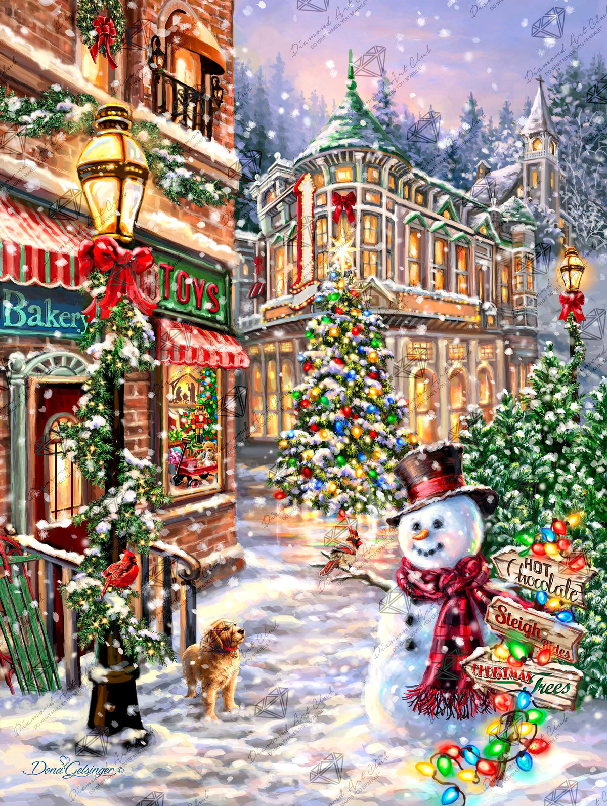 Diamond Painting Christmas Lane 27.6" x 36.6" (70cm x 93cm) / Square with 62 Colors including 4 ABs and 2 Fairy Dust Diamonds / 104,813