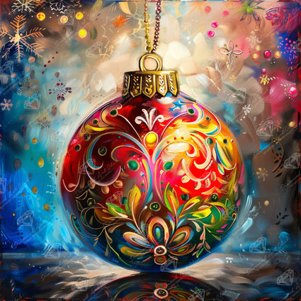 Diamond Painting Christmas Ornament 22" x 22" (55.8cm x 55.8cm) / Square with 58 Colors including 1 AB and 3 Fairy Dust Diamonds / 50,176
