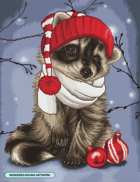 Christmas Raccoon Diamond Painting Kit – Diamond Art Club