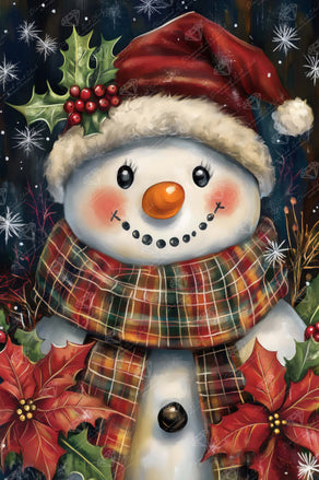 Diamond Painting Christmas Snowman 22" x 33" (55.6cm x 83.7cm) / Round with 66 Colors including 1 AB and 3 Fairy Dust Diamonds / 61,408