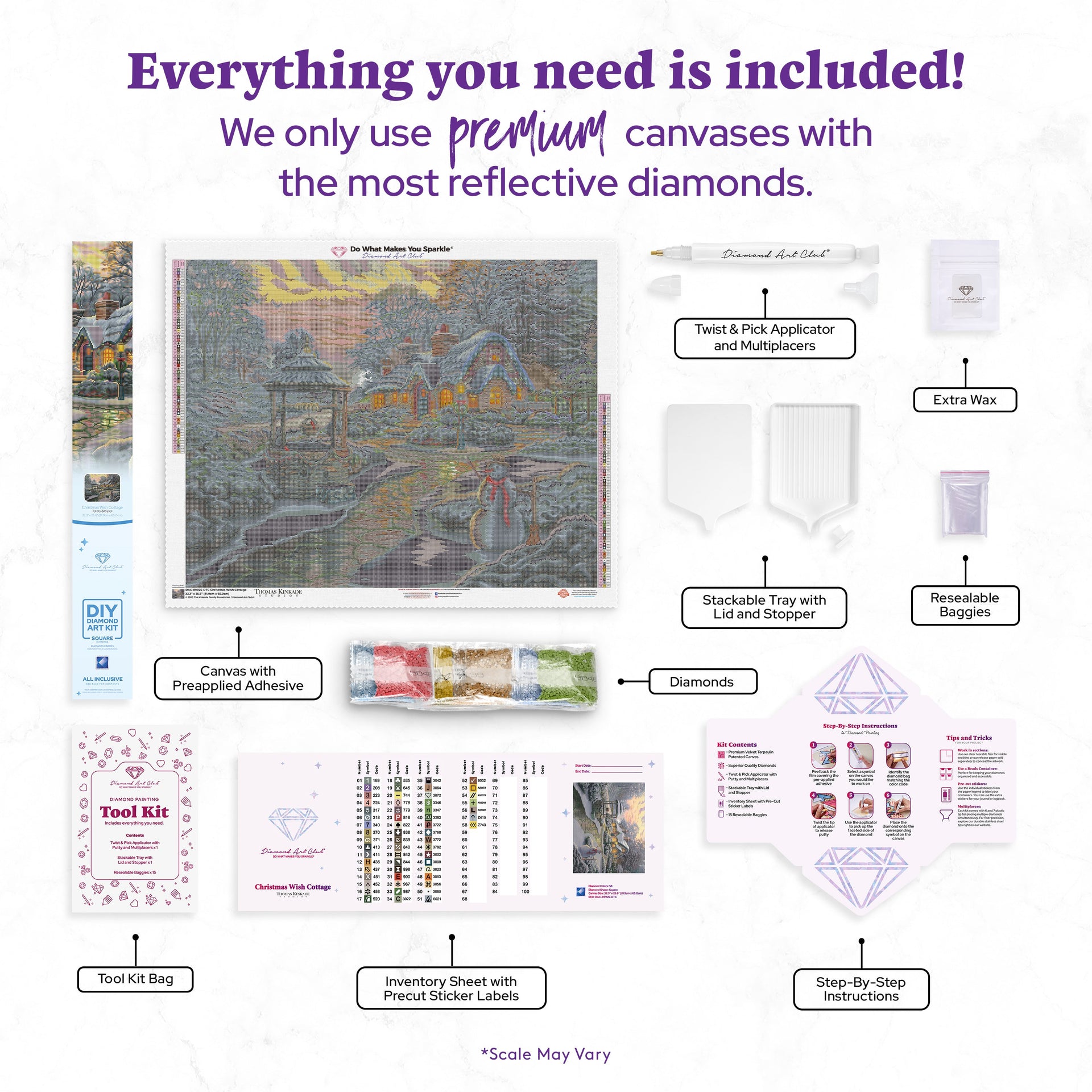 Diamond Painting Christmas Wish Cottage 32.3" x 25.6" (81.9cm x 65cm) / Square With 58 Colors Including 4 ABs and 2 Fairy Dust Diamonds / 85,869