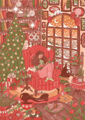 Diamond Painting Christmas Witch 27.6" x 39" (69.9cm x 98.8cm) / Square with 35 Colors including 3 ABs and 1 Special Diamond and 5 Fairy Dust Diamonds / 111,557