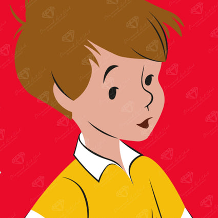 Diamond Painting Christopher Robin 9" x 9" (22.8cm x 22.8cm) / Round with 7 Colors including 1 Fairy Dust Diamond / 6,889