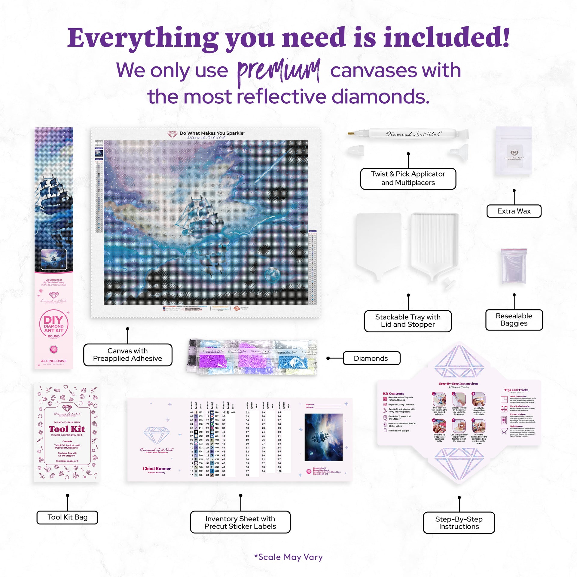 Diamond Painting Cloud Runner 25.6″ x 20.5″ (65cm x 52cm) / Round With 35 Colors including 1 AB / 42,320