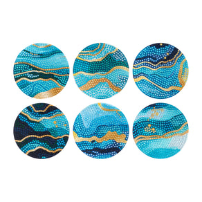 Diamond Painting Coasters - Ethereal Ocean 4" x 4" (10cm x 10cm) / Round with 19 Colors including 19 Iridescent Diamonds / 3,375