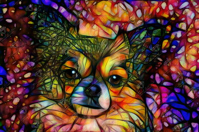 Diamond Painting Coco the Stained Glass Chihuahua 33" x 22" (83.7cm x 55.6cm) / Round with 74 Colors including 3 ABs and 1 Fairy Dust Diamond / 61,408