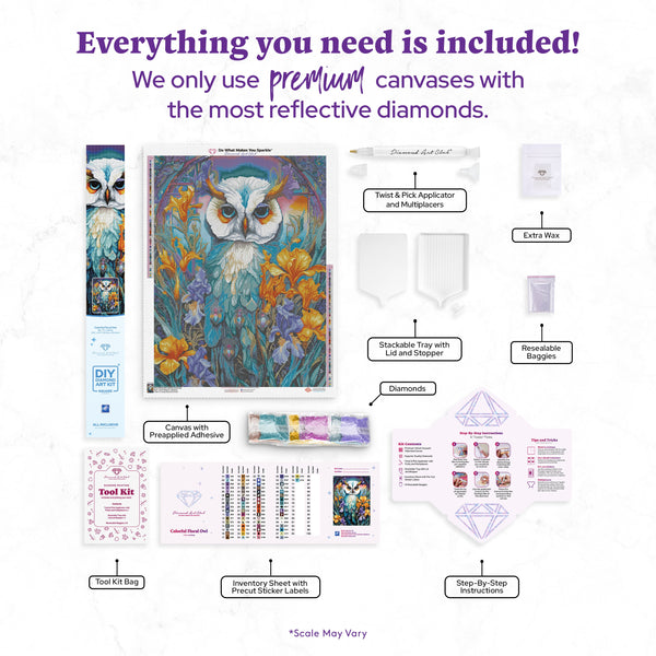 Colorful Floral Owl – Diamond Art Club