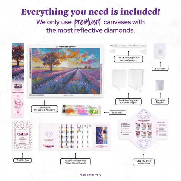 Colorful Lavender Field Landscape – Diamond Art Club