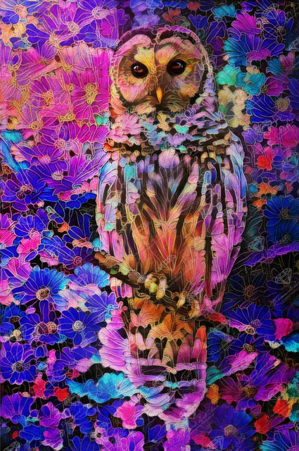 Diamond Painting Colorful Owl 25.7" x 38.6" (65cm x 97.8cm) / Square with 69 Colors including 2 ABs and 4 Fairy Dust Diamonds / 102,573