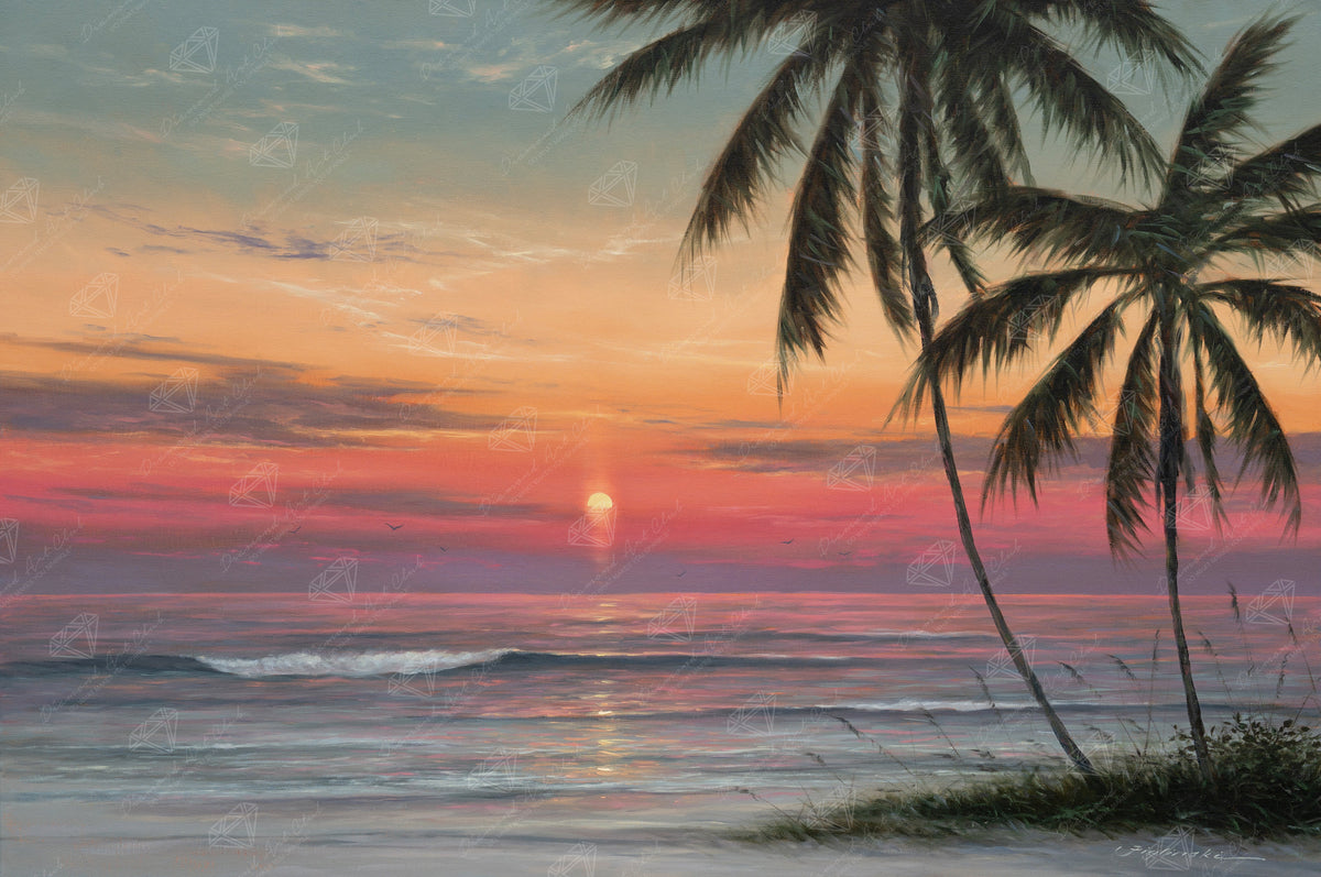 Diamond Painting Coral Sunset 38.6" x 25.6" (97.8cm x 65cm) / Square with 50 Colors including 2 ABs and 3 Fairy Dust Diamonds / 102,573