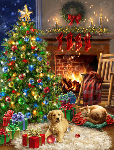 Diamond Painting Cozy Christmas 22" x 29" (55.8cm x 73.7cm) / Square with 74 Colors including 4 ABs / 65,725