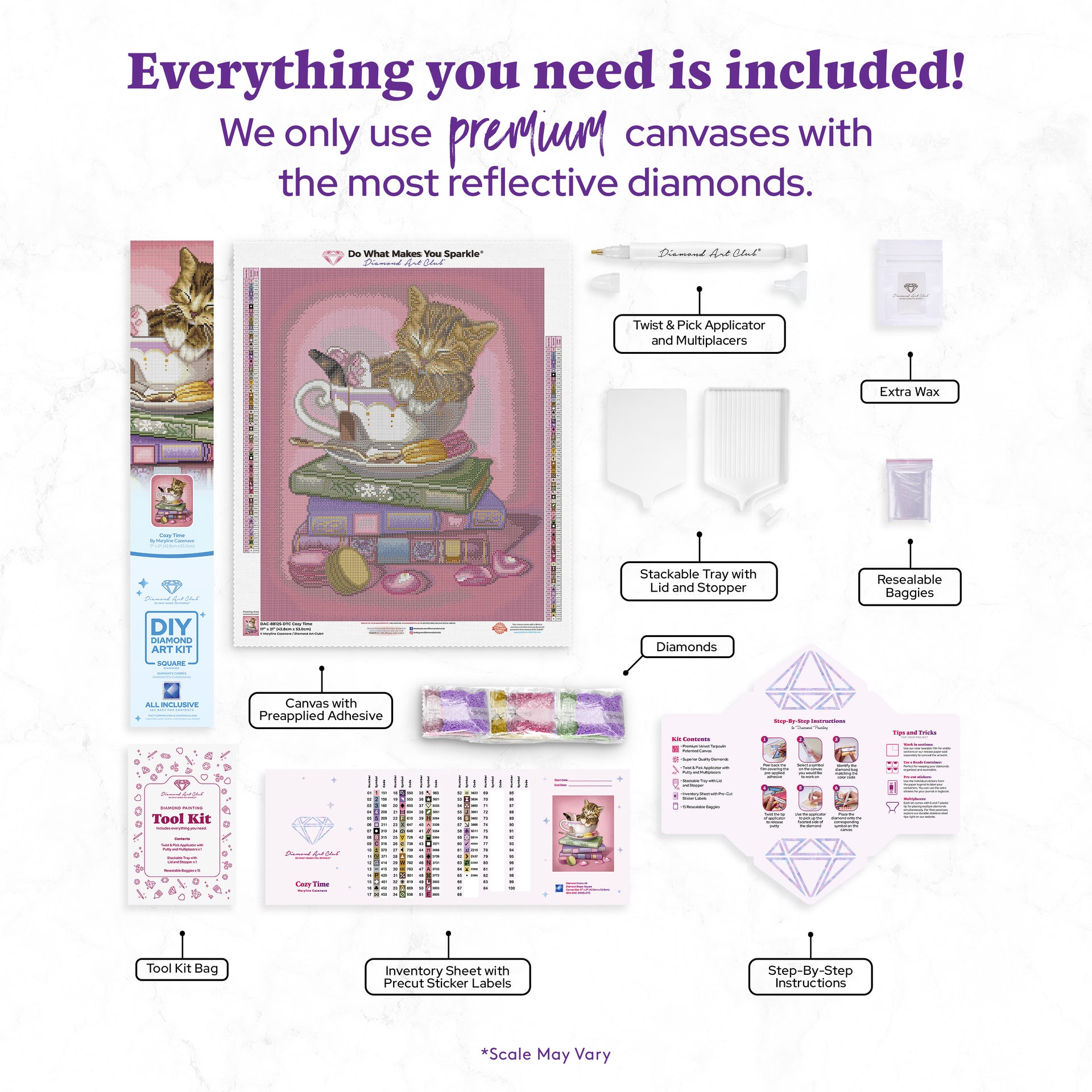 Diamond Painting Cozy Time 17" x 21" (42.8cm x 53cm) / Square with 65 Colors including 1 AB and 5 Fairy Dust Diamonds / 36,636
