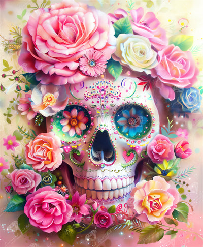 Diamond Painting Crystal Skull 25.6" x 31.1" (65cm x 78.9cm) / Square with 94 Colors including 3 ABs and 2 Fairy Dust Diamonds / 82,737