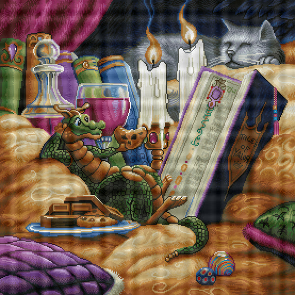 写真・グラフィック Diamond Art Club Curl Up with A GoodBook Curl Up with a Good Book Diamond Painting Kit – Diamond Art Club
