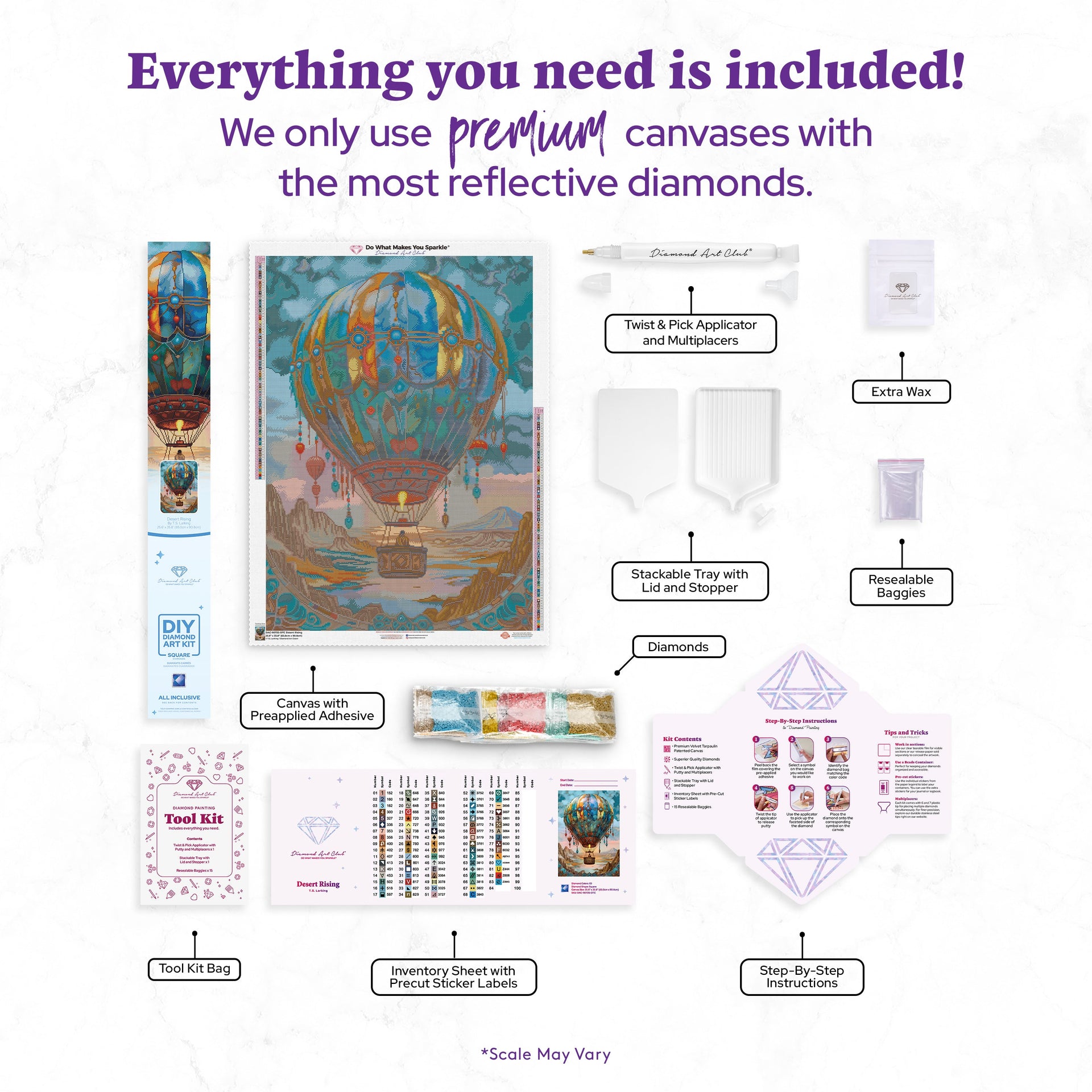 Diamond Painting Desert Rising 25.6" x 35.8" (65cm x 90.8cm) / Square With 83 Colors Including 2 ABs and 3 Fairy Dust Diamonds / 95,265