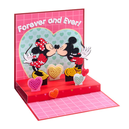 Diamond Painting Diamond Pop Card™ - Mickey™ & Minnie™ 5.8" x 5.8" (14.9cm x 14.9cm) / Round with 14 Colors / 2,143
