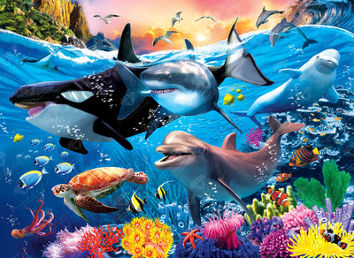 Diamond Painting Diverse Underwater World 37.8" x 27.6" (95.8cm x 69.9cm) / Square with 87 Colors including 1 AB and 5 Fairy Dust Diamonds / 108,185
