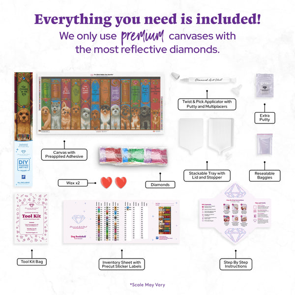 Dog Bookshelf Diamond Painting Kit – Diamond Art Club