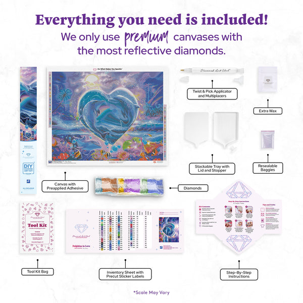 Diamond Painting Kit ng Dolphins In Love – Diamond Art Club