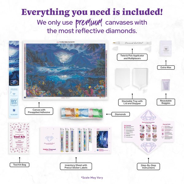 ダイヤモンドアートクラブ Dolphins Playground Dolphins Playground Diamond Painting Kit – Diamond Art Club