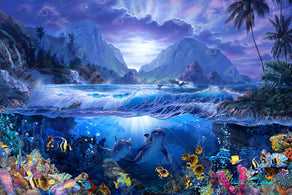 Diamond Painting Dolphins Playground 41.3" x 27.6" (104.8cm x 69.9cm) / Square with 94 Colors including 3 ABs and 4 Fairy Dust Diamonds / 118,301