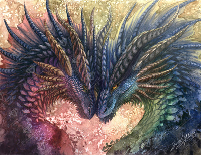 Diamond Painting Dragon Love 35.8" x 27.6" (90.9cm x 69.9cm) / Square with 61 Colors including 1 AB and 5 Fairy Dust Diamonds / 102,565