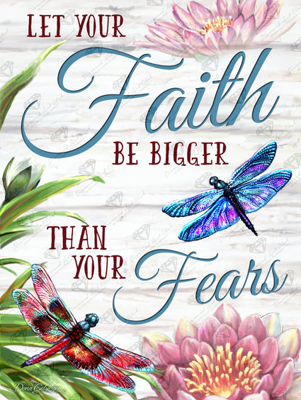 Diamond Painting Dragonflies of Faith 22" x 29" (55.6cm x 73.7cm) / Round with 45 Colors including 2 ABs and 3 Fairy Dust Diamonds / 54,136