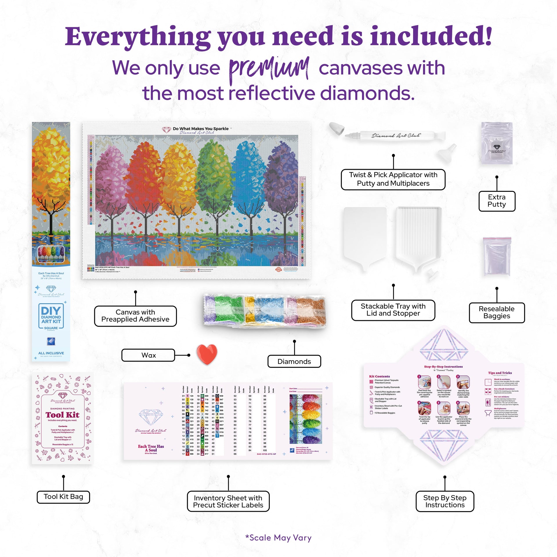 Diamond Painting Each Tree Has A Soul 28" x 18″ (71cm x 46cm) / Square with 46 Colors including 3 ABs / 51042