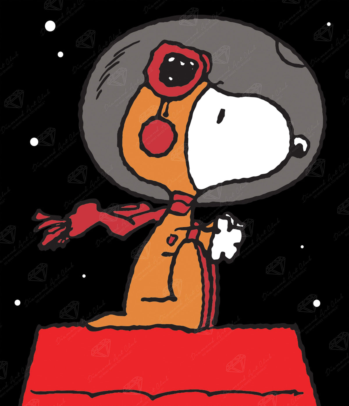 Diamond Painting Earth to Snoopy 13" x 15" (32.8cm x 38.1cm) / Round With 8 Colors including 1 Fairy Dust Diamonds and 1 Iridescent Diamonds / 15,912