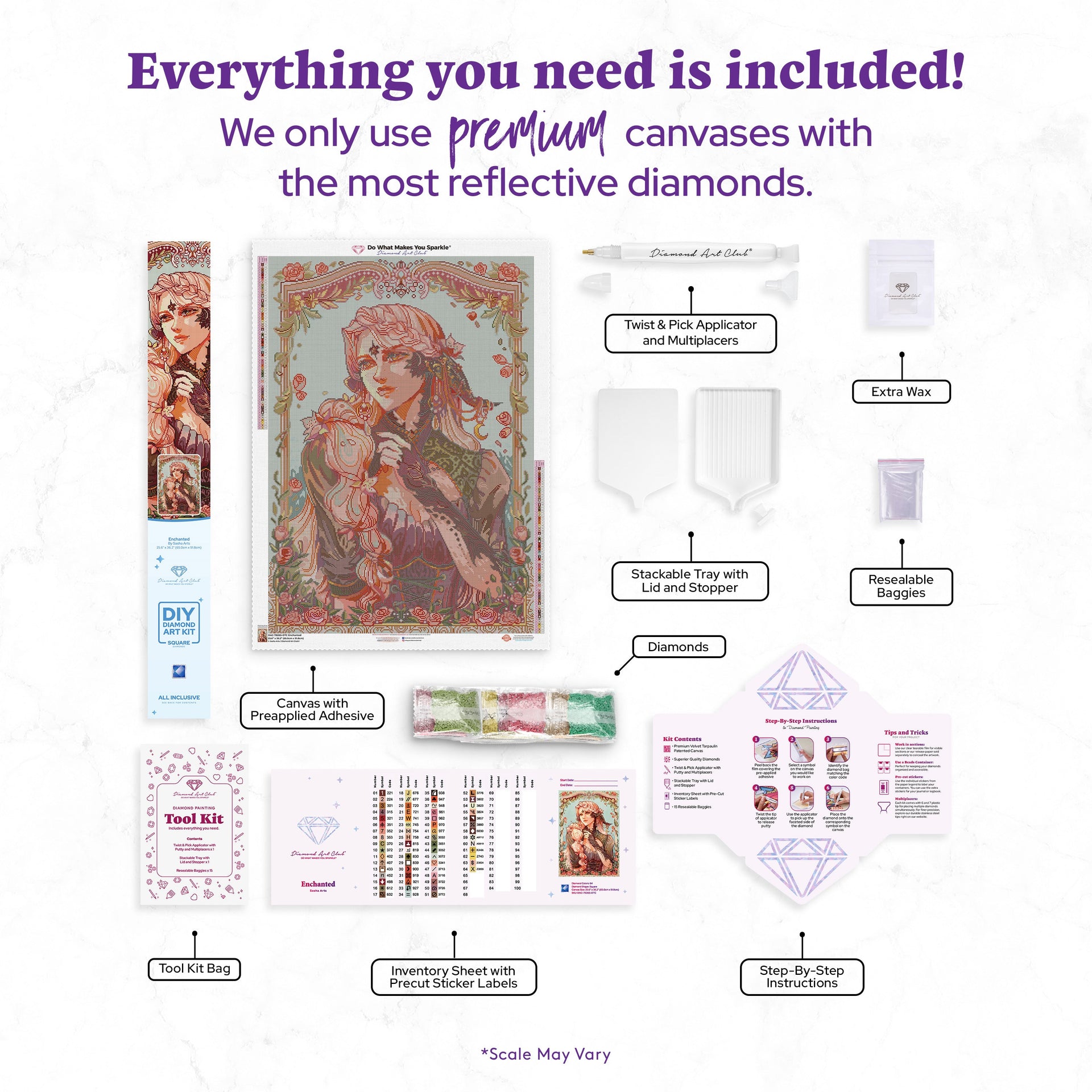 Diamond Painting Enchanted 25.6" x 36.2" (65cm x 91.8cm) / Square with 64 Colors including 2 ABs and 1 Electro Diamond and 3 Fairy Dust Diamonds / 96,309