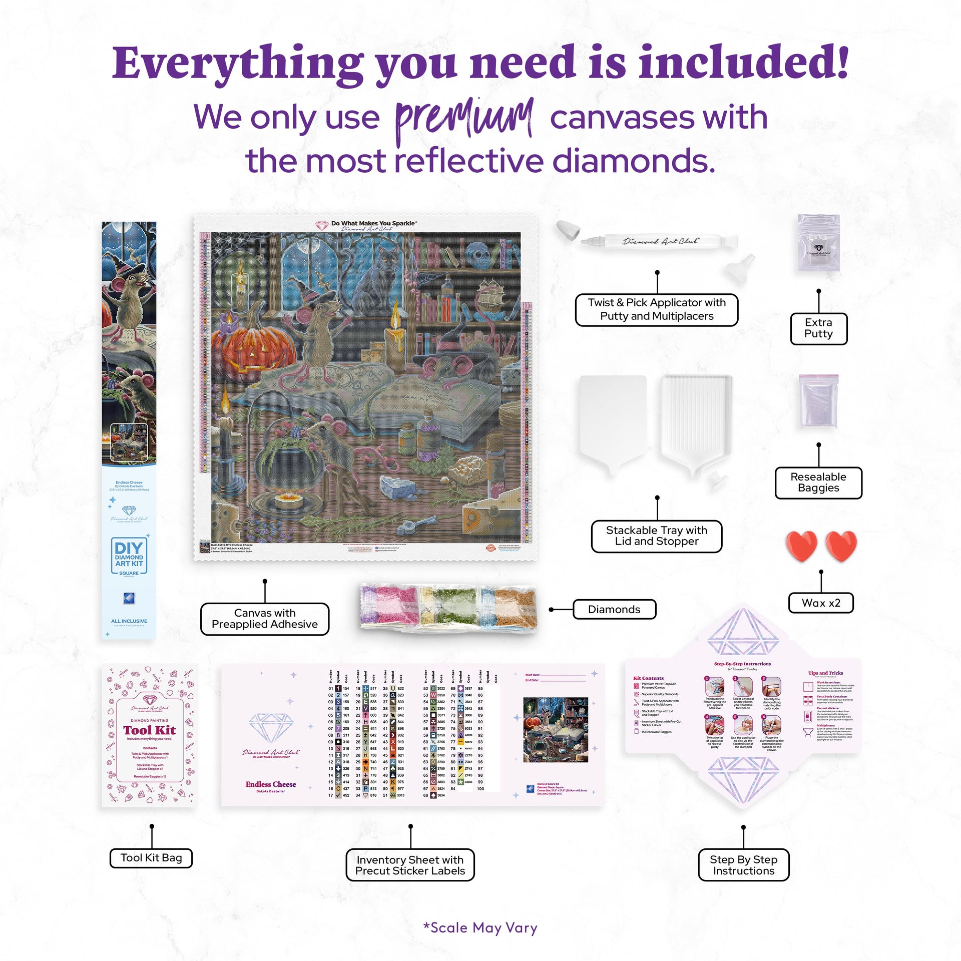 Diamond Painting Endless Cheese 27.6" x 27.6" (69.9cm x 69.9cm) / Square with 83 Colors including 3 ABs and 5 Fairy Dust Diamonds / 78,961