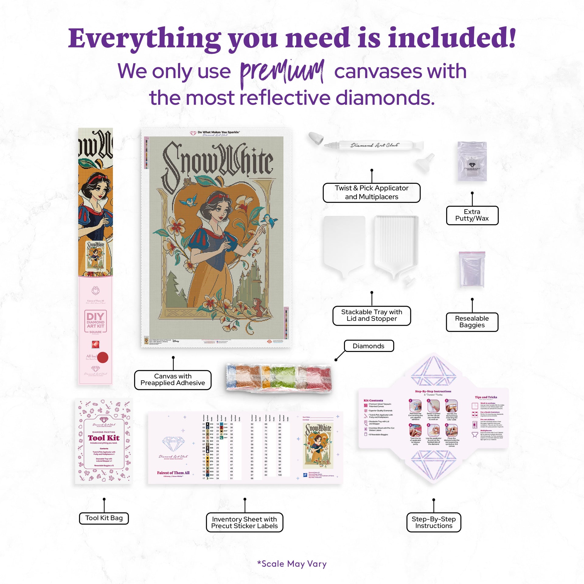 Diamond Painting Fairest of Them All 25.6" x 38.6" (65cm x 97.8cm) / Square with 22 Colors including 1 AB and 4 Fairy Dust Diamonds / 102,573