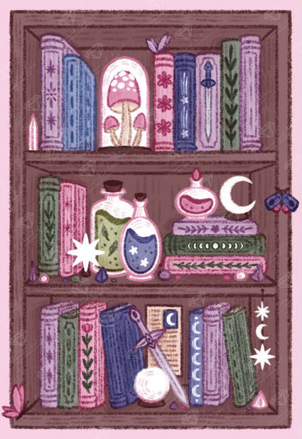Diamond Painting Fairy Tale Bookshelf 20" x 29" (50.1cm x 72.7cm) / Round with 42 Colors including 2 ABs and 1 Iridescent Diamond and 3 Fairy Dust Diamonds / 48,048