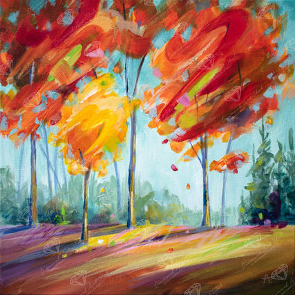 Diamond Painting Fall Fling 9" x 9" (22.8cm x 22.8cm) / Round with 53 Colors including 2 ABs and 3 Fairy Dust Diamonds / 6,889
