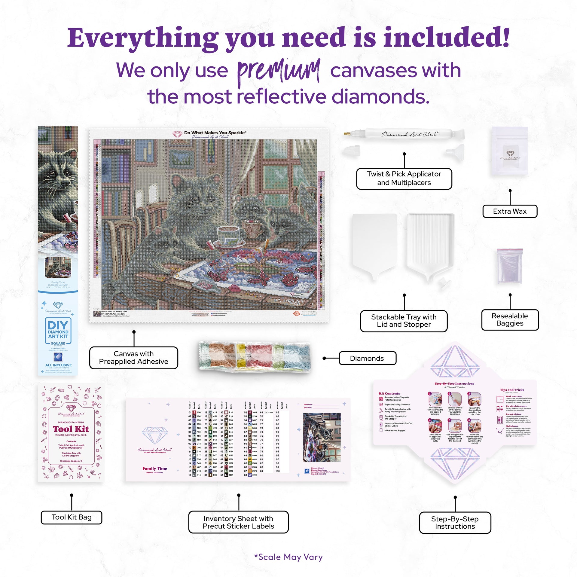 Diamond Painting Family Time 28" x 22" (70.7cm x 55.8cm) / Square with 69 Colors including 3 ABs and 5 Fairy Dust Diamonds / 63,616