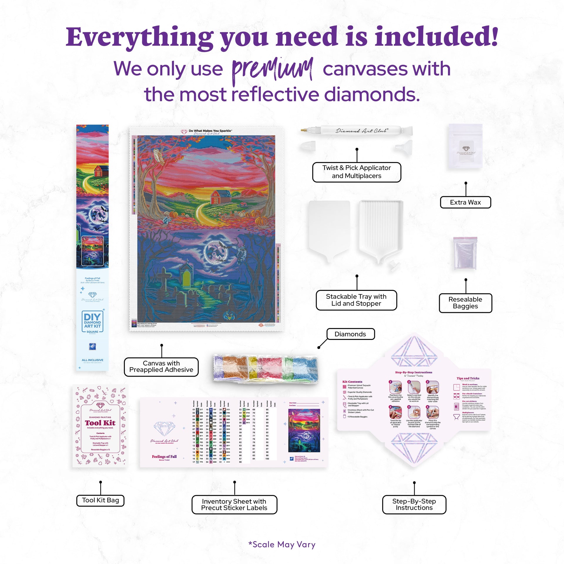 Diamond Painting Feelings of Fall 25.6" x 34.6" (65cm x 87.9cm) / Square with 56 Colors including 3 ABs and 5 Fairy Dust Diamonds / 92,133