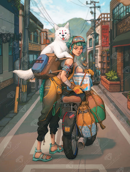 Diamond Painting Fishergal 22" x 29″ (56cm x 74cm) / Square With 54 Colors Including 2 ABs / 64,532