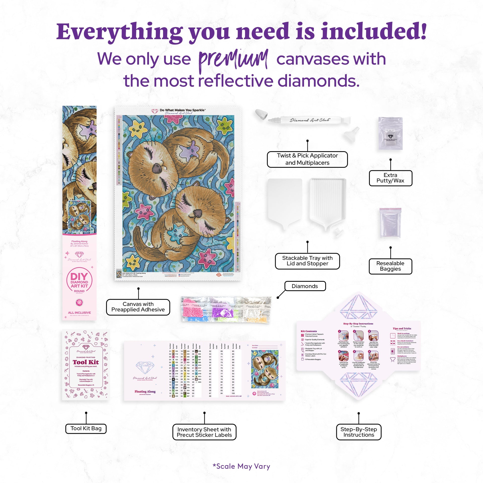 Diamond Painting Floating Along 20" x 28" (51cm x 71cm) / Round with 46 Colors including 6 ABs / 45,612