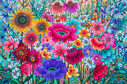 Diamond Painting Floral Frenzy 30" x 20" (76cm x 50.6cm) / Round with 73 Colors including 1 AB and 5 Fairy Dust Diamonds / 50,784