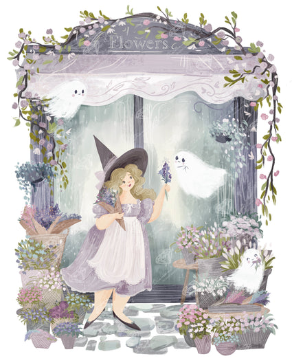 Diamond Painting Flower Shop Ghosts 27.6" x 34.3" (69.9cm x 86.9cm) / Square with 52 Colors including 2 ABs and 2 Fairy Dust Diamonds / 98,069