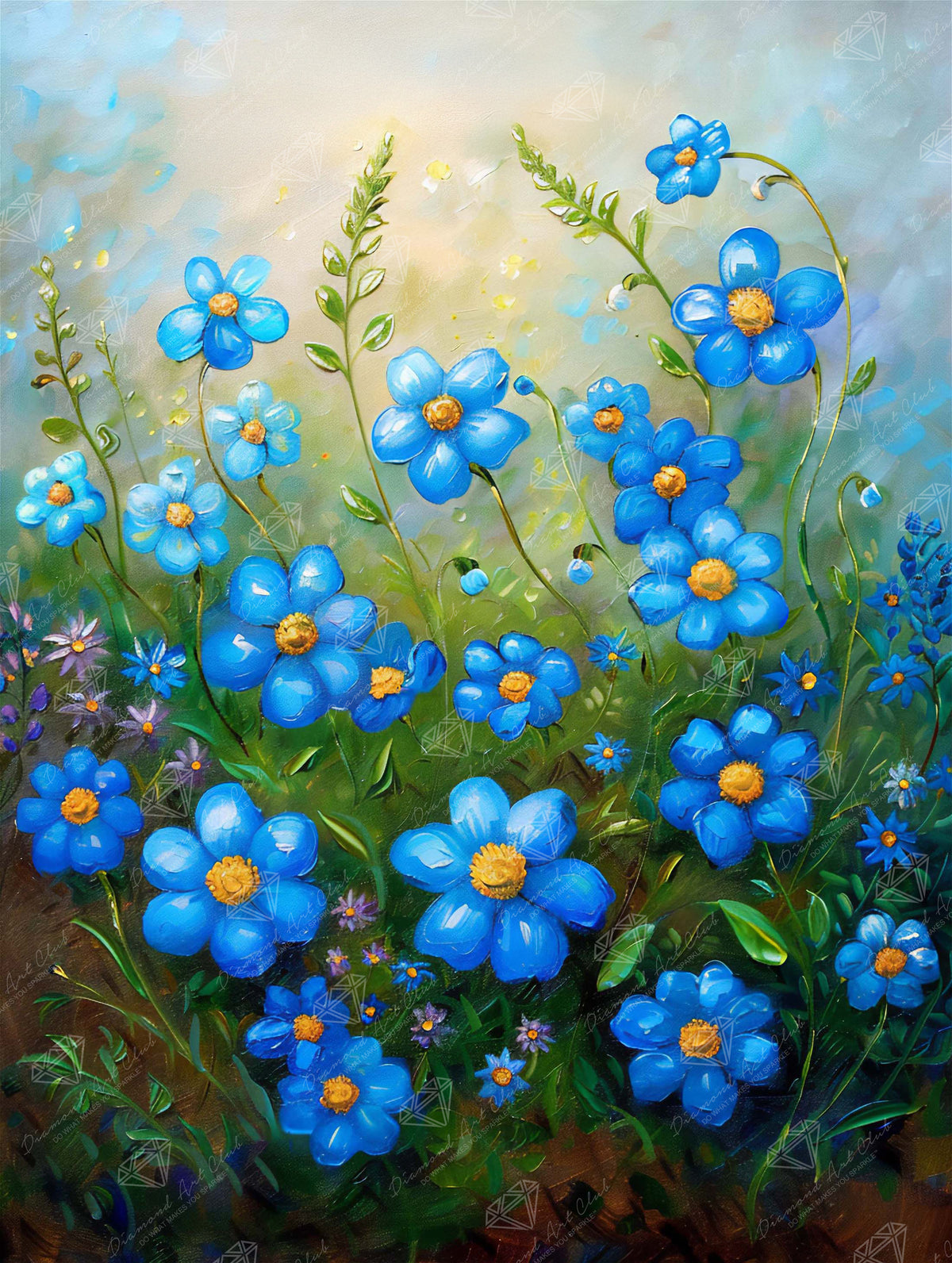 Diamond Painting Forget Me Not 22" x 29" (55.6cm x 73.7cm) / Round with 72 Colors including 3 ABs and 2 Fairy Dust Diamonds / 54,136