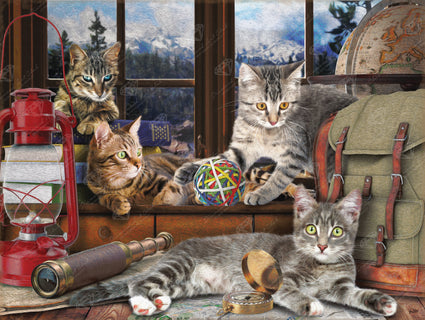 Diamond Painting Four Cats 36.6" x 27.6" (92.8cm x 69.9cm) / Square with 94 Colors including 2 ABs and 3 Fairy Dust Diamonds / 104,813