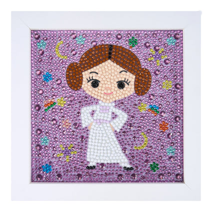 Diamond Painting Frameables™ - Rebel Princess Power 6" x 6" (15cm x 15cm) / Round with 15 Colors including 10 Iridescent Diamonds / 2,439