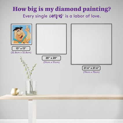 Diamond Painting Fred Flintstone 13" x 13" (32.8cm x 32.8cm) / Round With 28 Colors including 1 AB Diamonds and 2 Fairy Dust Diamonds / 13,689