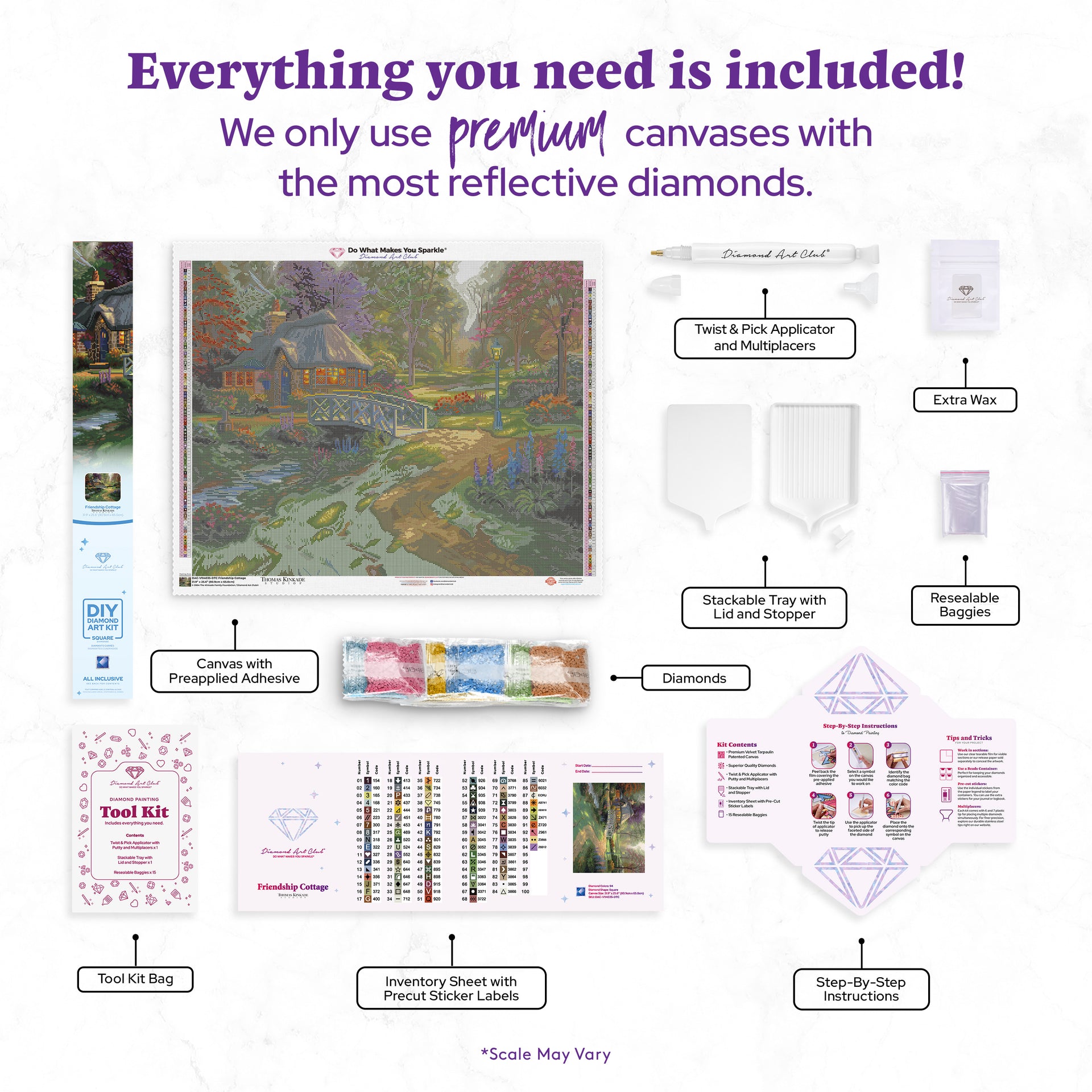 Diamond Painting Friendship Cottage 31.9" x 25.6" (80.9cm x 65cm) / Square With 94 Colors Including 2 ABs and 5 Fairy Dust Diamonds / 84,825