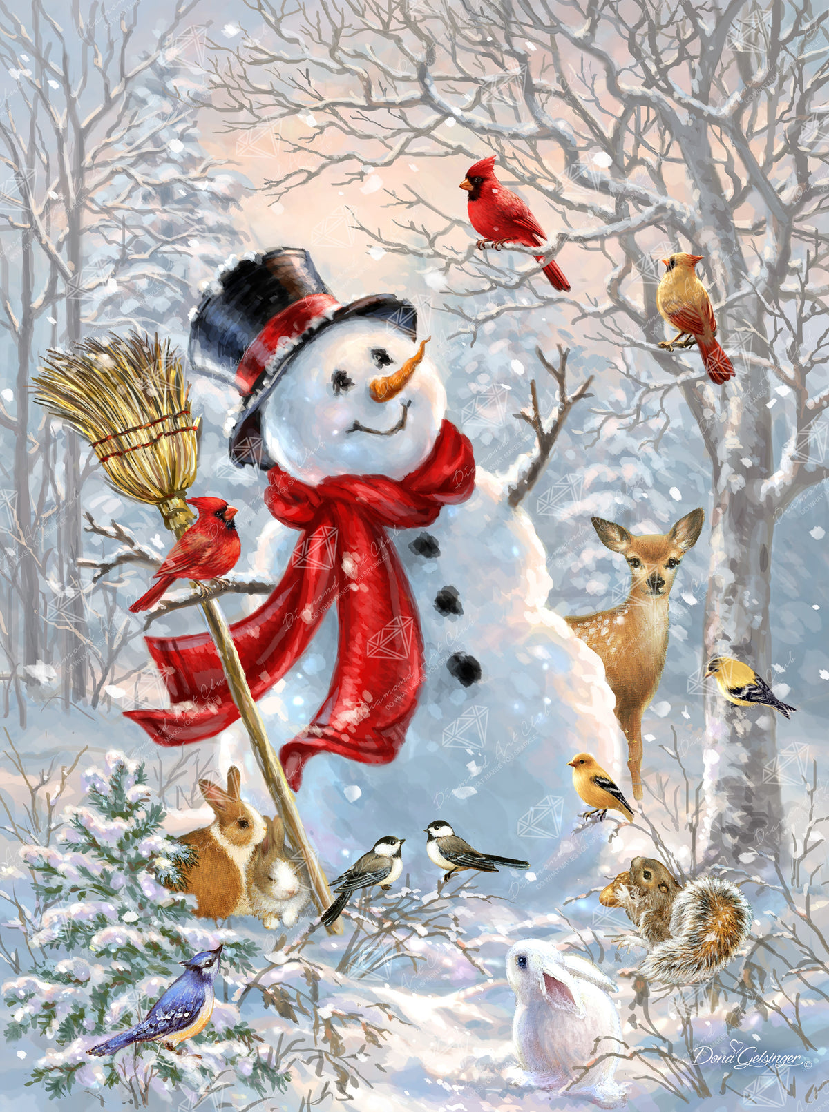 Diamond Painting Frosty Forest Friend 19.2" x 25.8″ (48.8cm x 65.6cm) / Square With 38 Colors Including 2 ABs / 51,548