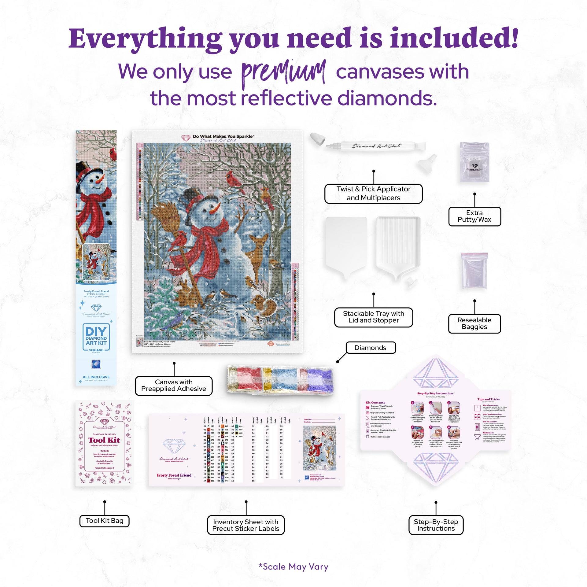 Diamond Painting Frosty Forest Friend 19.2" x 25.8″ (48.8cm x 65.6cm) / Square With 38 Colors Including 2 ABs / 51,548