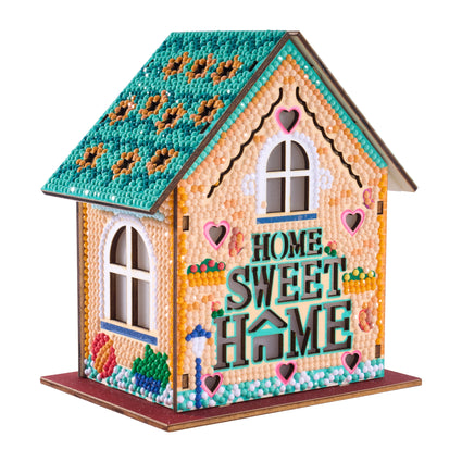 Diamond Painting Gem House - Home Sweet Home 5.5" x 4.1" x 3.1" (14cm x 10.5cm x 8cm) / Round with 21 Colors / 4,503