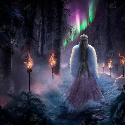 Diamond Painting Goddess of Norwegian Lights 27.6" x 27.6" (69.9cm x 69.9cm) / Square with 78 Colors including 5 Fairy Dust Diamonds / 78,961