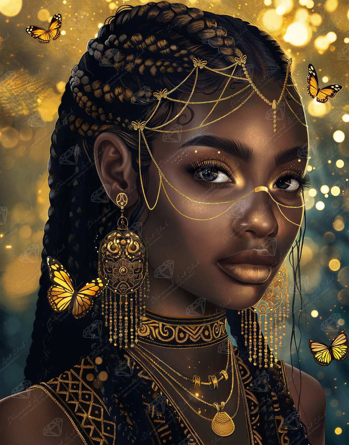 Diamond Painting Golden Goddess 22" x 28" (55.6cm x 70.7cm) / Round with 48 Colors including 2 ABs and 4 Fairy Dust Diamonds / 51,914
